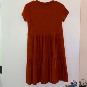 Burnt orange flowy dress. Perfect for summer or fall